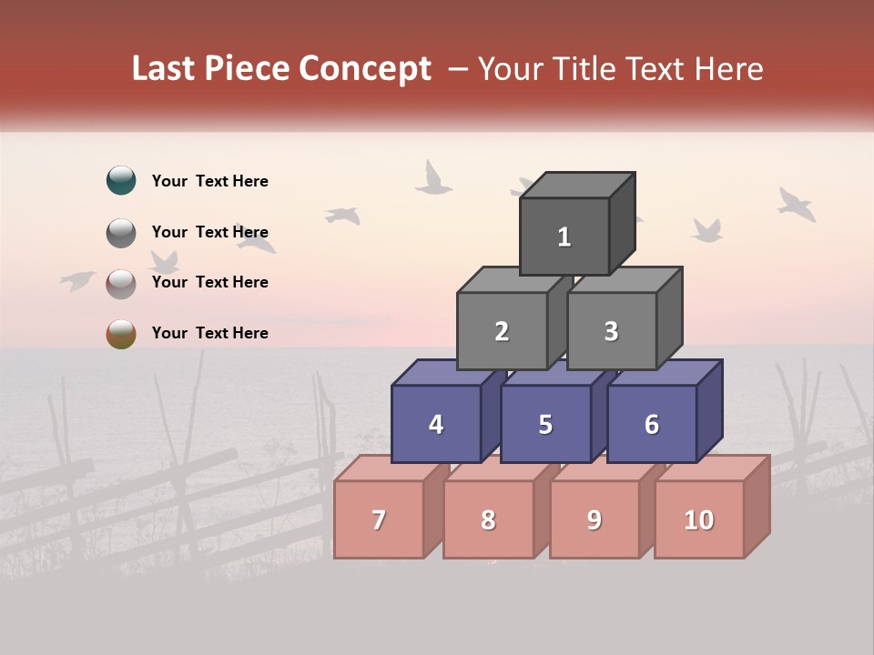 A Flock Of Birds Flying Over The Ocean At Sunset PowerPoint Template