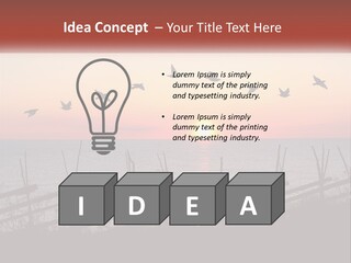 A Flock Of Birds Flying Over The Ocean At Sunset PowerPoint Template