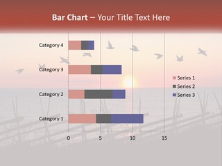 A Flock Of Birds Flying Over The Ocean At Sunset PowerPoint Template