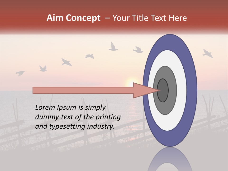 A Flock Of Birds Flying Over The Ocean At Sunset PowerPoint Template
