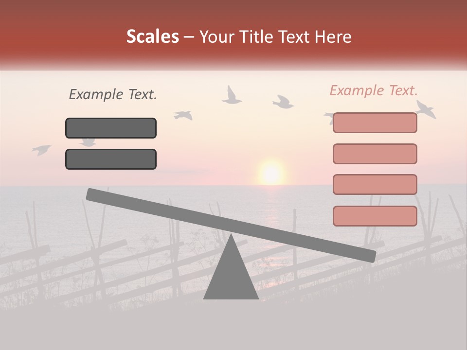 A Flock Of Birds Flying Over The Ocean At Sunset PowerPoint Template