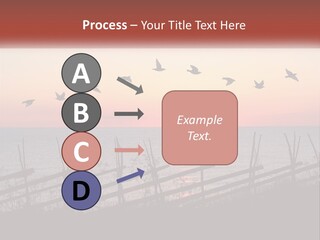 A Flock Of Birds Flying Over The Ocean At Sunset PowerPoint Template