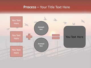 A Flock Of Birds Flying Over The Ocean At Sunset PowerPoint Template