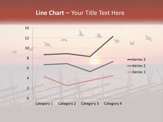 A Flock Of Birds Flying Over The Ocean At Sunset PowerPoint Template