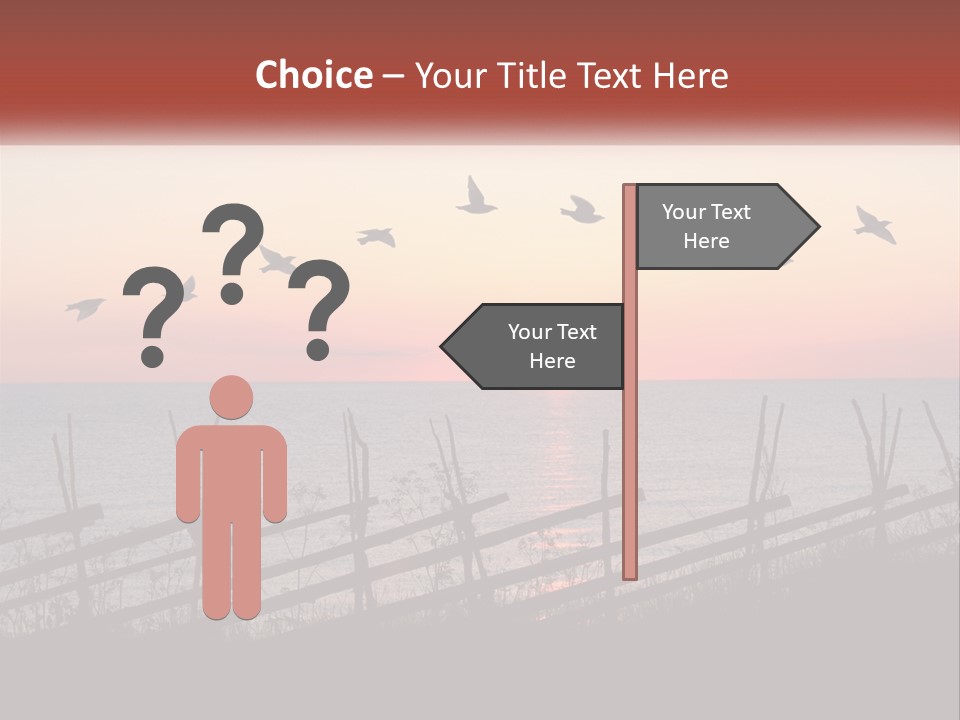 A Flock Of Birds Flying Over The Ocean At Sunset PowerPoint Template