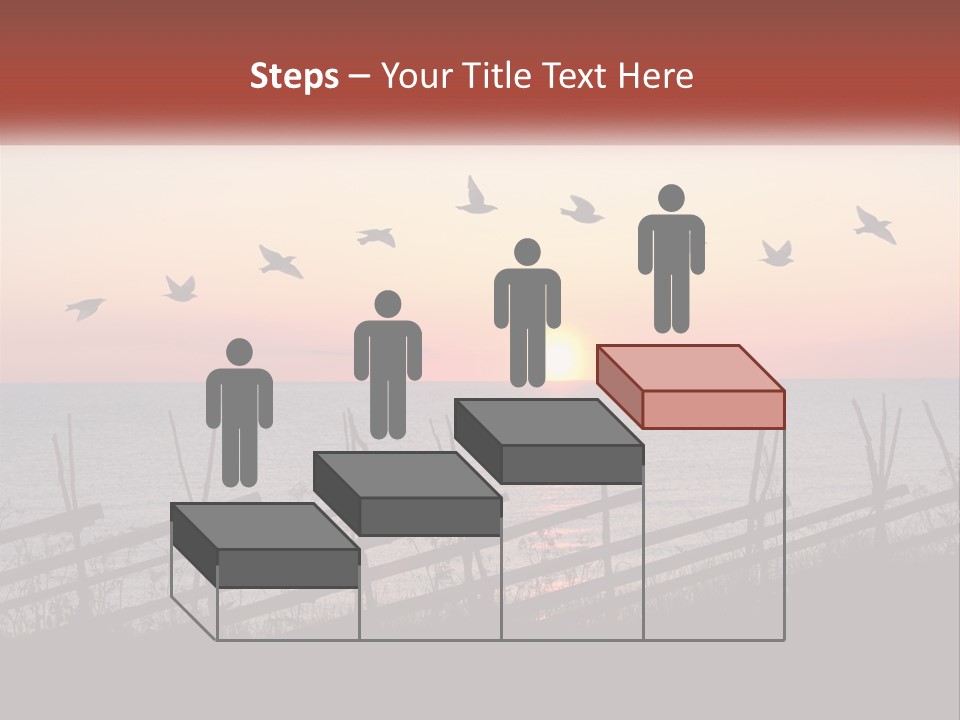 A Flock Of Birds Flying Over The Ocean At Sunset PowerPoint Template
