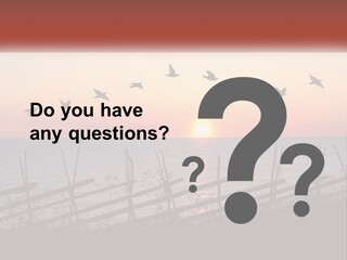 A Flock Of Birds Flying Over The Ocean At Sunset PowerPoint Template