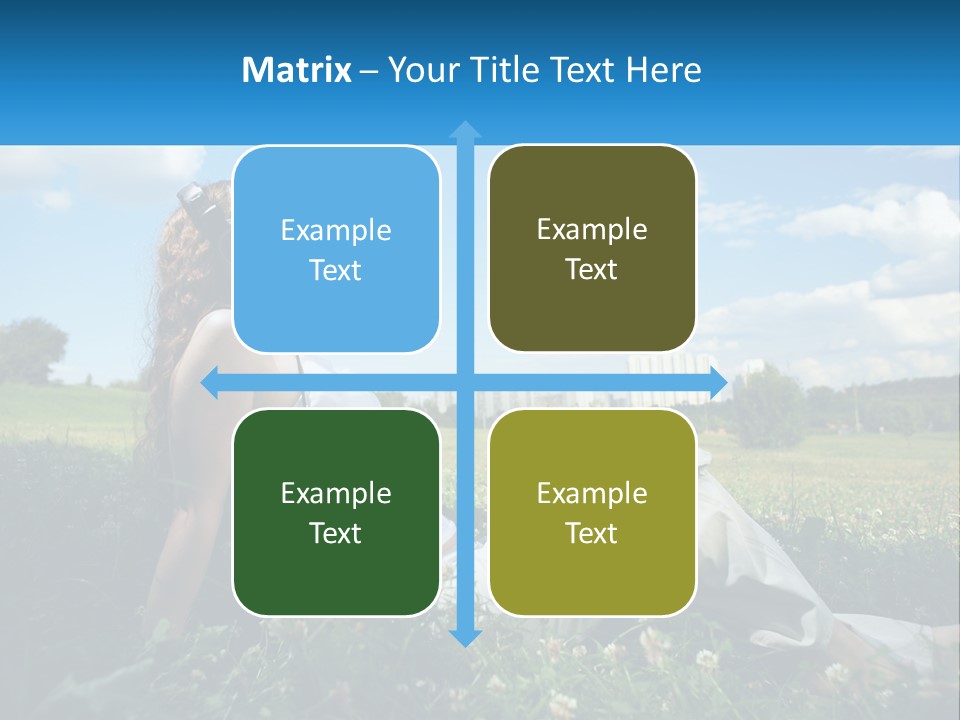 A Woman Sitting In The Grass Listening To Music PowerPoint Template