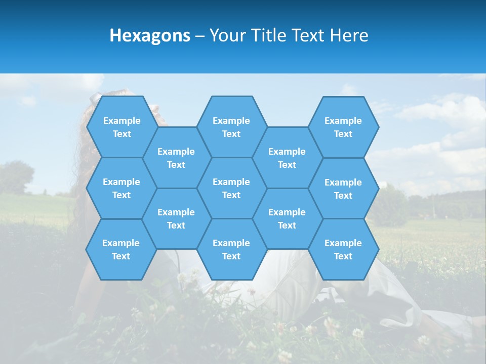 A Woman Sitting In The Grass Listening To Music PowerPoint Template