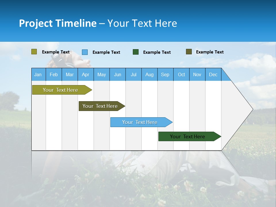 A Woman Sitting In The Grass Listening To Music PowerPoint Template