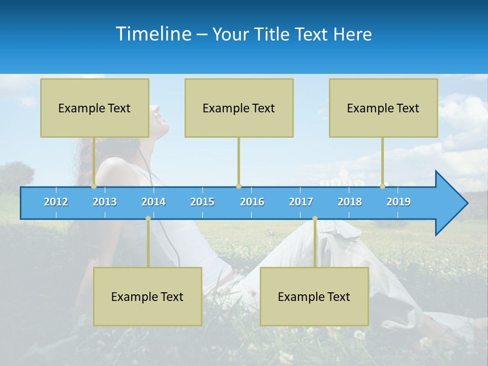 A Woman Sitting In The Grass Listening To Music PowerPoint Template