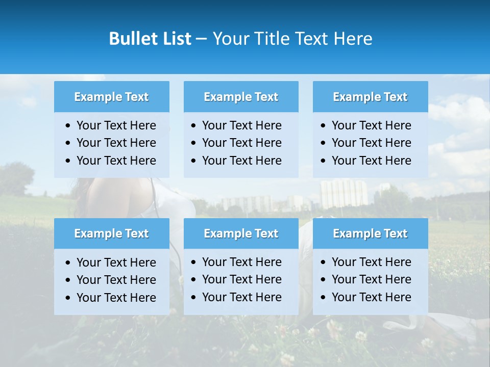 A Woman Sitting In The Grass Listening To Music PowerPoint Template