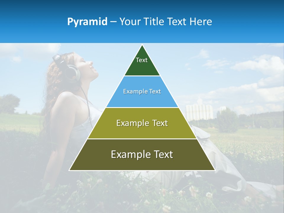 A Woman Sitting In The Grass Listening To Music PowerPoint Template