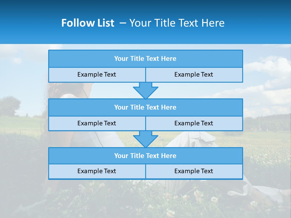 A Woman Sitting In The Grass Listening To Music PowerPoint Template