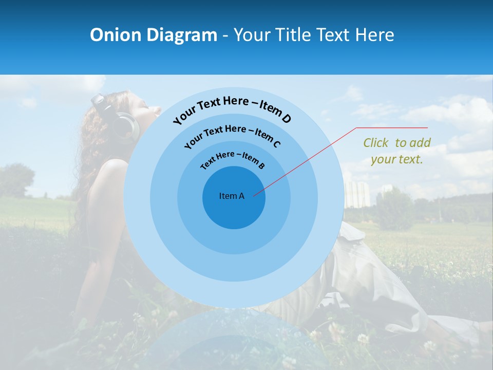 A Woman Sitting In The Grass Listening To Music PowerPoint Template