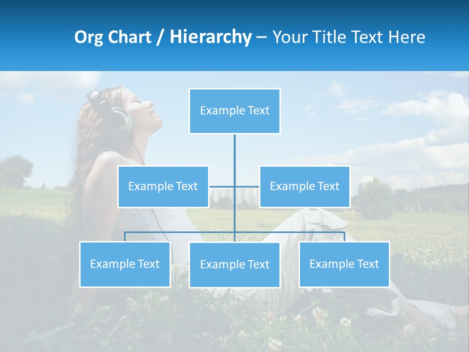 A Woman Sitting In The Grass Listening To Music PowerPoint Template