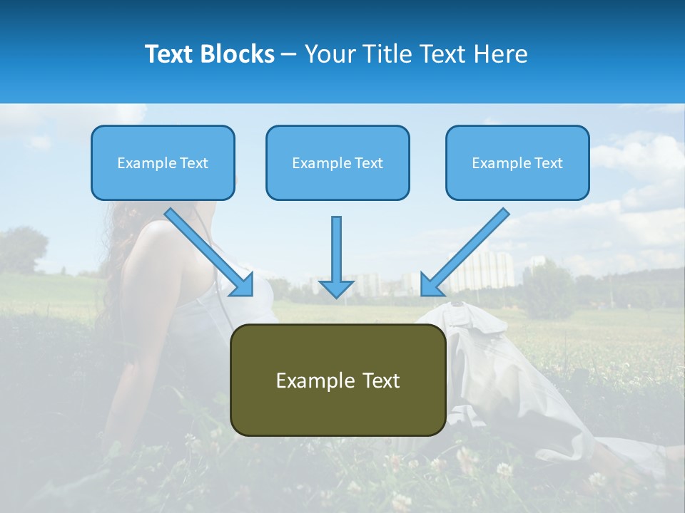 A Woman Sitting In The Grass Listening To Music PowerPoint Template