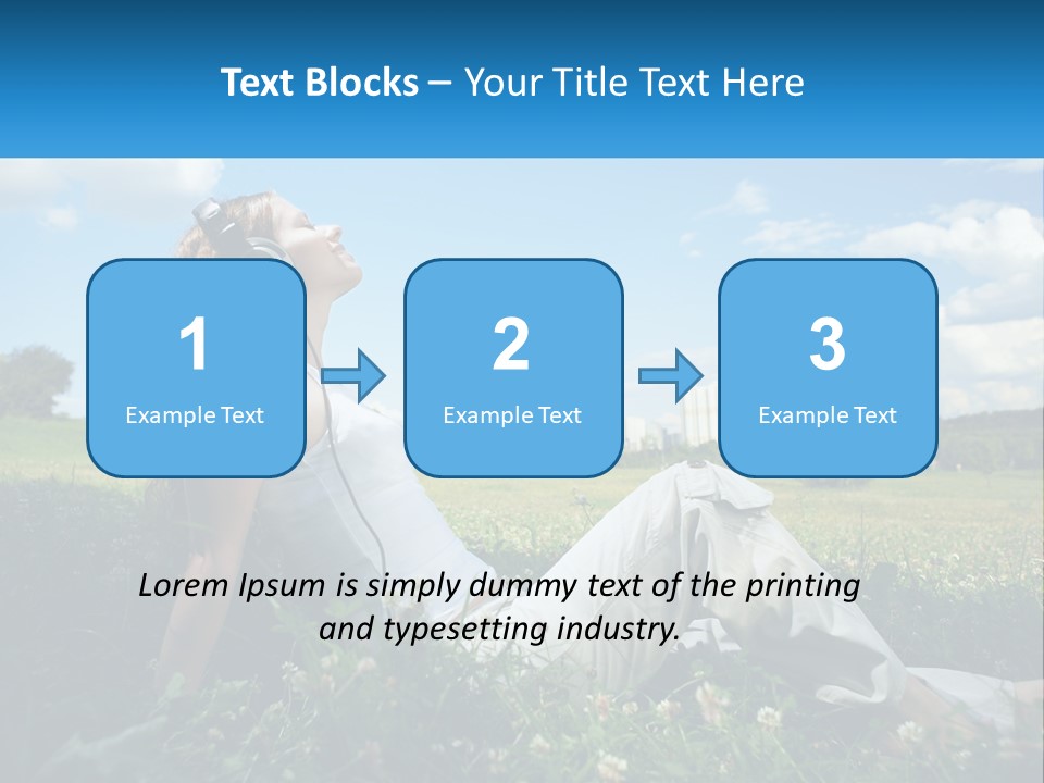 A Woman Sitting In The Grass Listening To Music PowerPoint Template