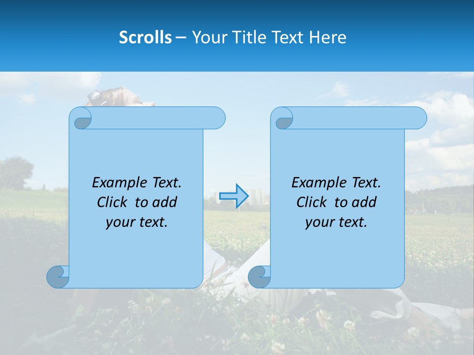 A Woman Sitting In The Grass Listening To Music PowerPoint Template