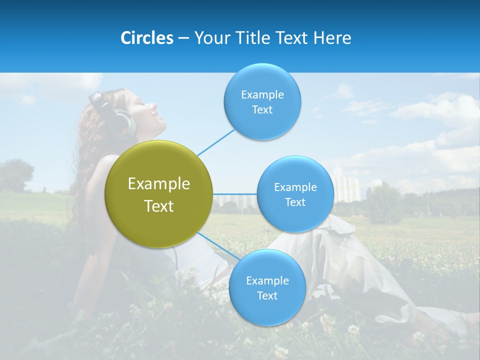 A Woman Sitting In The Grass Listening To Music PowerPoint Template