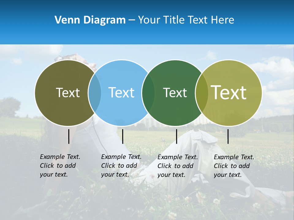 A Woman Sitting In The Grass Listening To Music PowerPoint Template