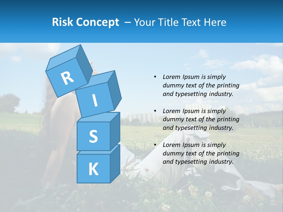 A Woman Sitting In The Grass Listening To Music PowerPoint Template