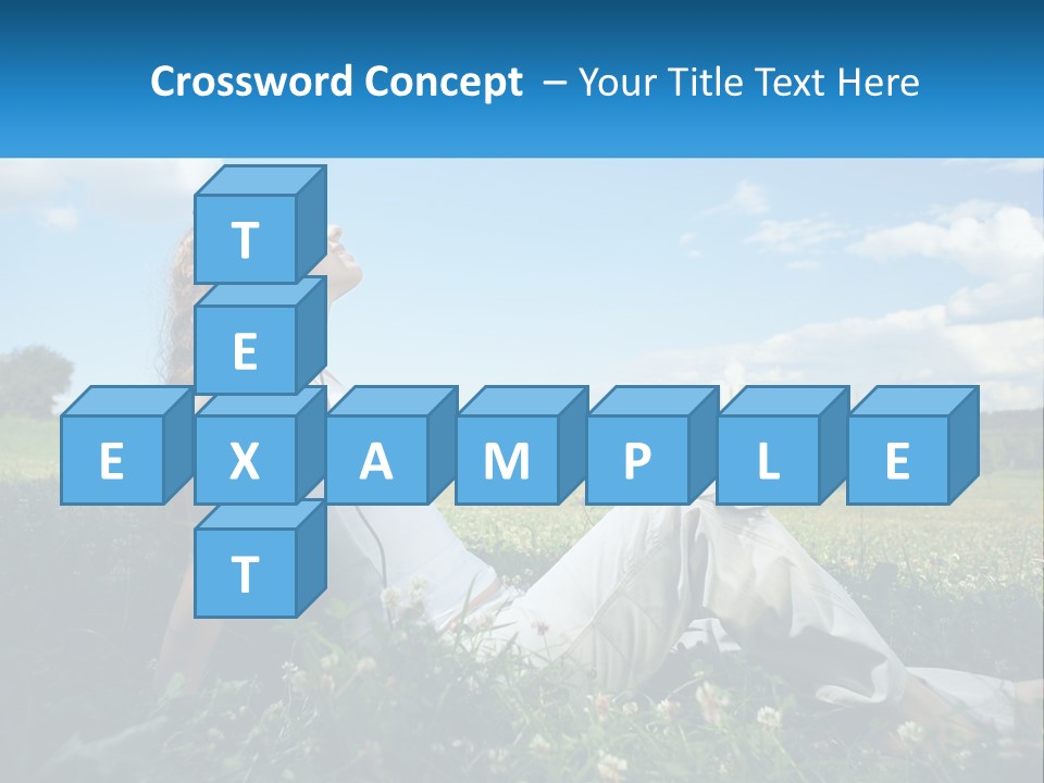 A Woman Sitting In The Grass Listening To Music PowerPoint Template