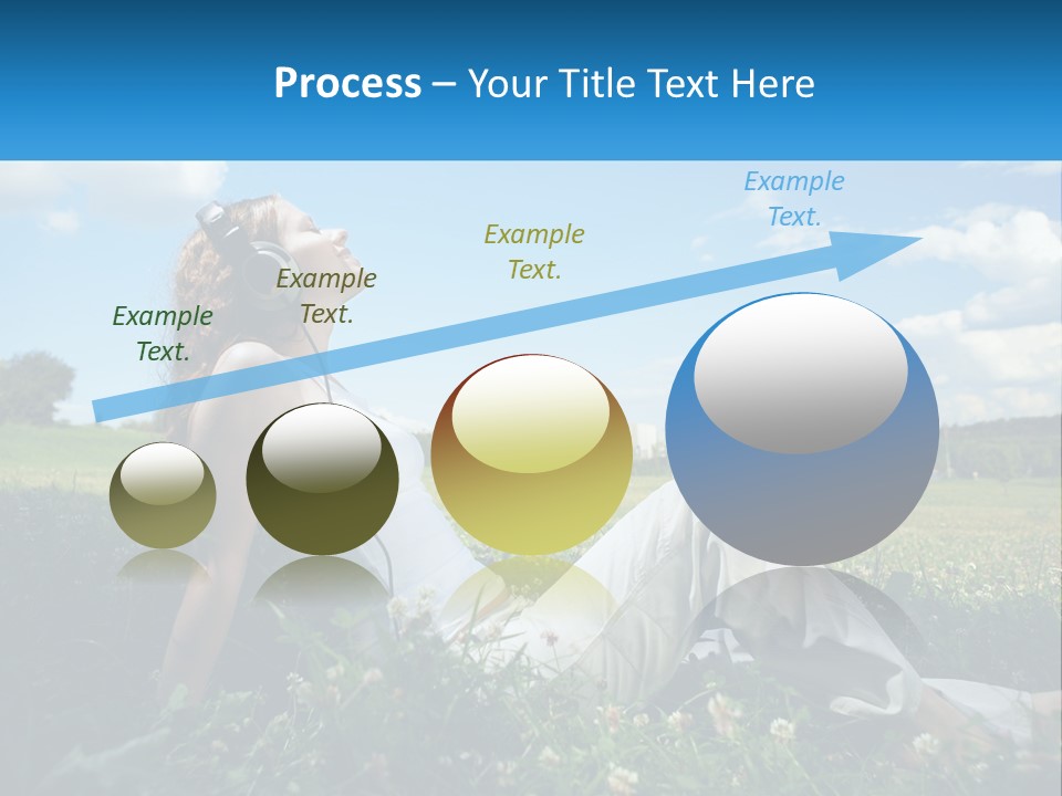 A Woman Sitting In The Grass Listening To Music PowerPoint Template