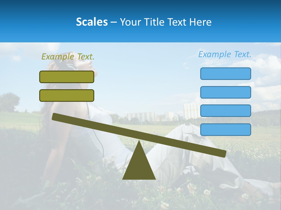 A Woman Sitting In The Grass Listening To Music PowerPoint Template