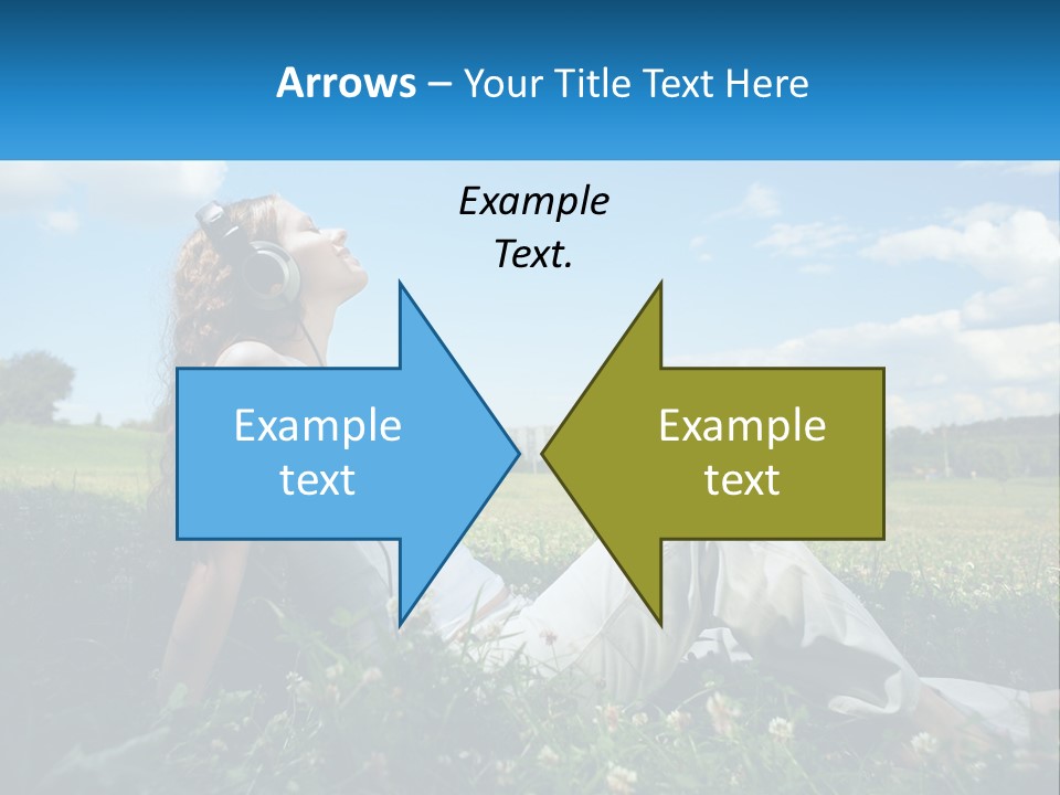 A Woman Sitting In The Grass Listening To Music PowerPoint Template