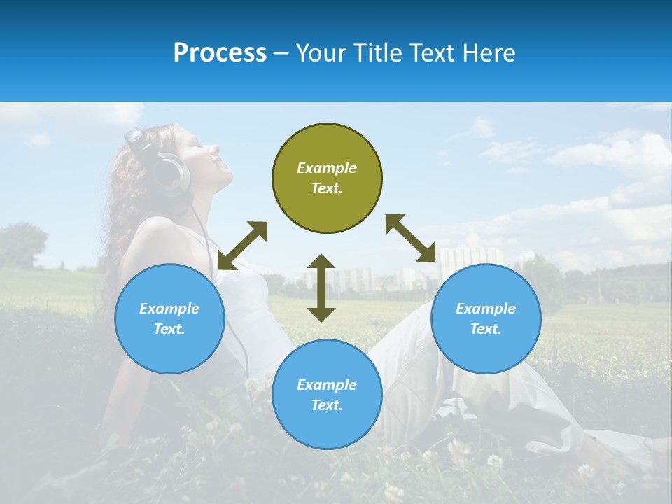 A Woman Sitting In The Grass Listening To Music PowerPoint Template