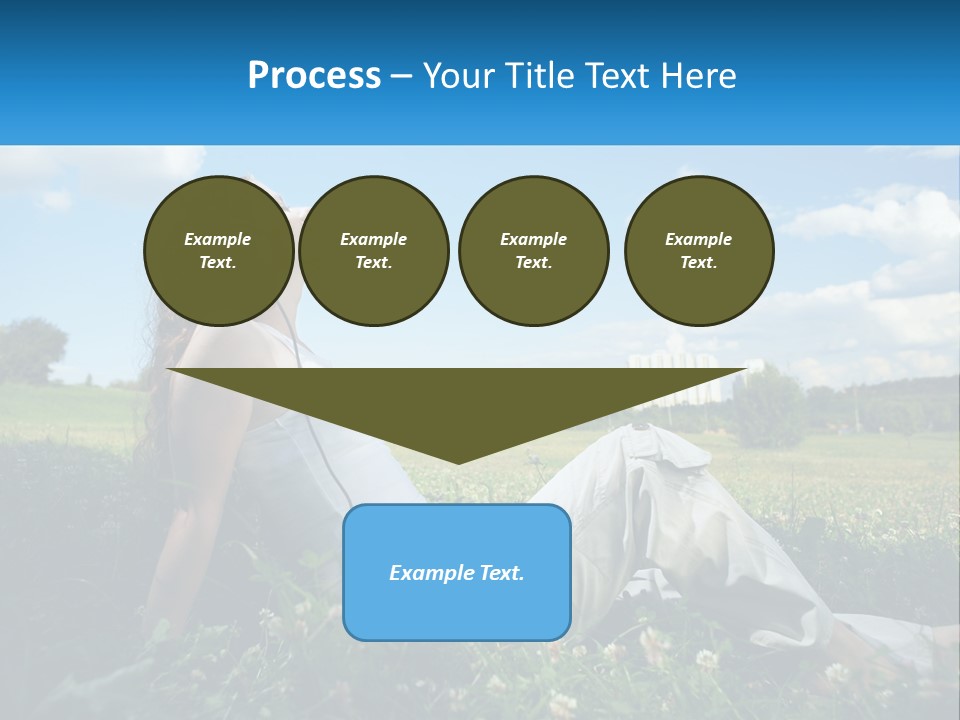 A Woman Sitting In The Grass Listening To Music PowerPoint Template