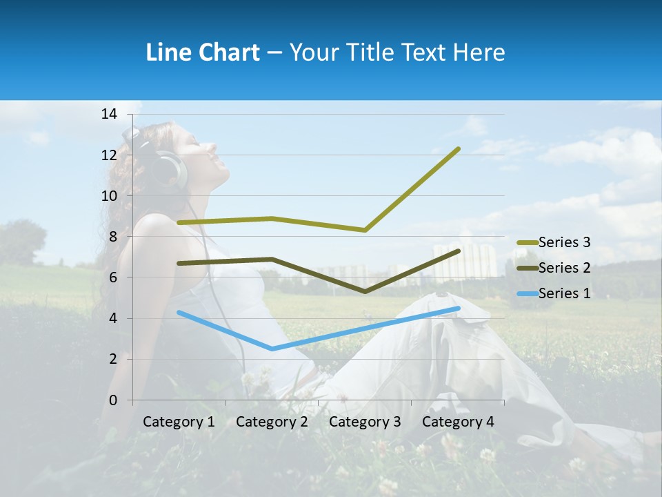 A Woman Sitting In The Grass Listening To Music PowerPoint Template