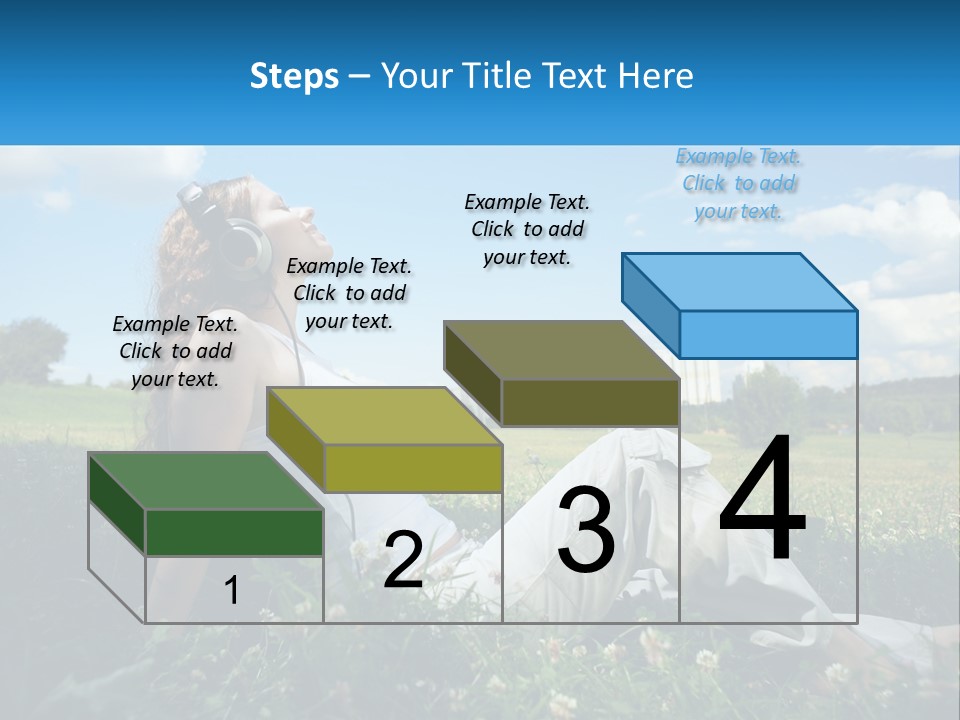 A Woman Sitting In The Grass Listening To Music PowerPoint Template