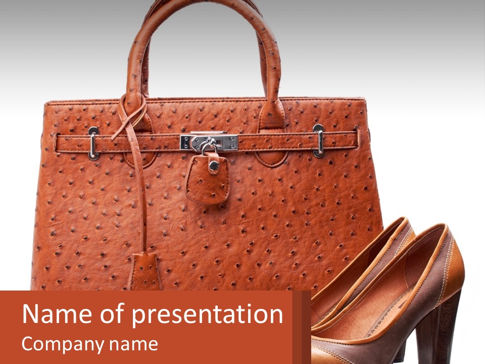 A Woman's Purse And High Heel Shoes Powerpoint Template PowerPoint Template