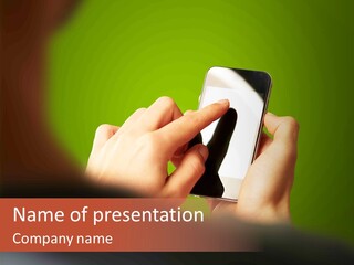 A Person Holding A Cell Phone With A Green Background PowerPoint Template