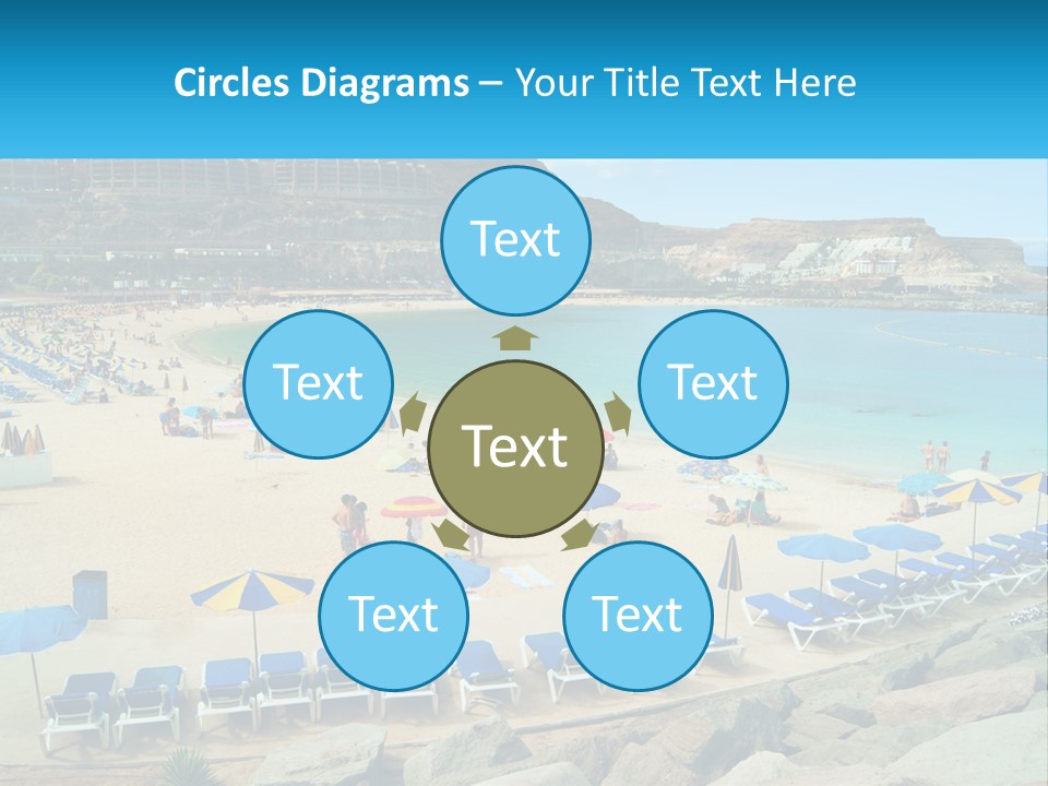 A Group Of People Sitting On Top Of A Sandy Beach PowerPoint Template