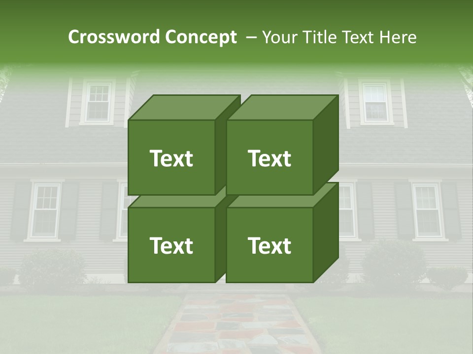 A Gray House With Black Shutters And A Black Door PowerPoint Template
