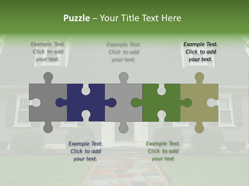 A Gray House With Black Shutters And A Black Door PowerPoint Template