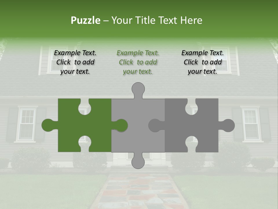 A Gray House With Black Shutters And A Black Door PowerPoint Template