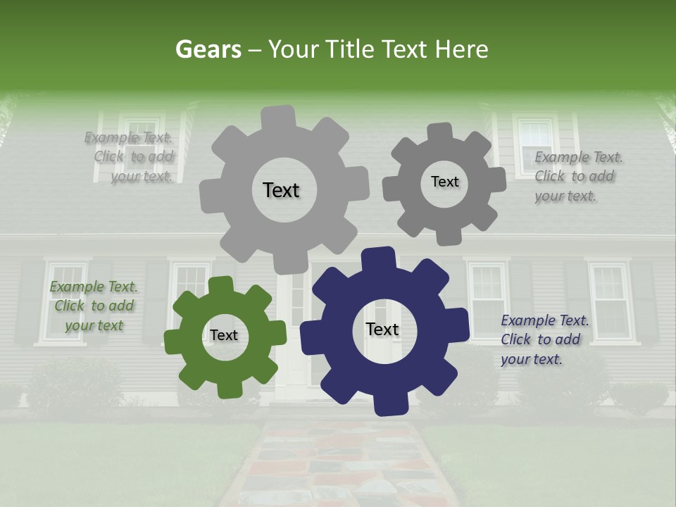 A Gray House With Black Shutters And A Black Door PowerPoint Template