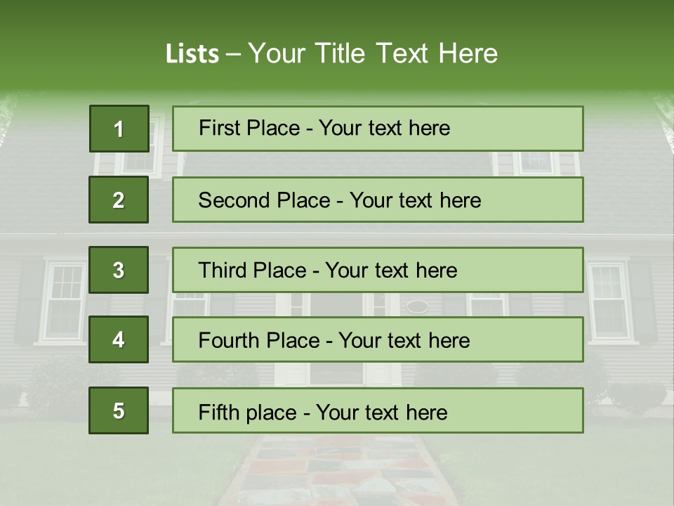A Gray House With Black Shutters And A Black Door PowerPoint Template