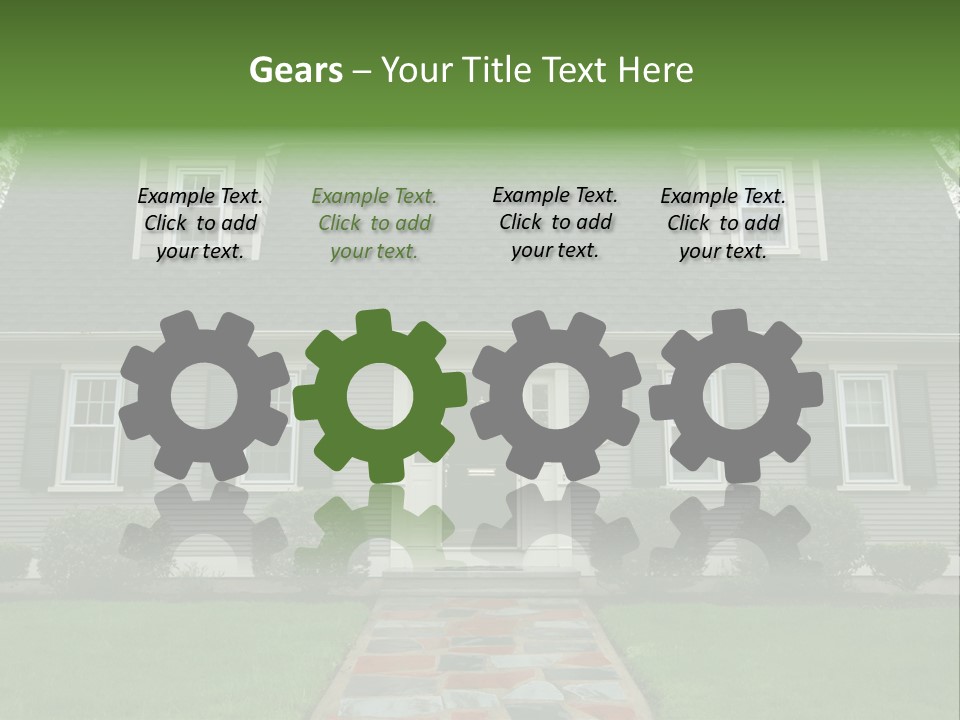 A Gray House With Black Shutters And A Black Door PowerPoint Template