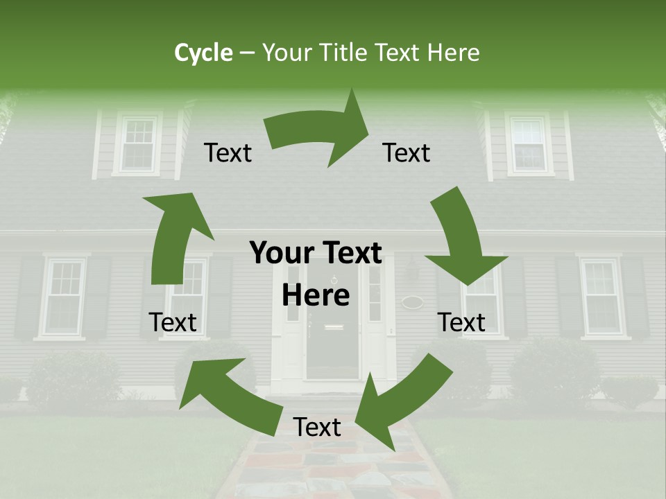 A Gray House With Black Shutters And A Black Door PowerPoint Template