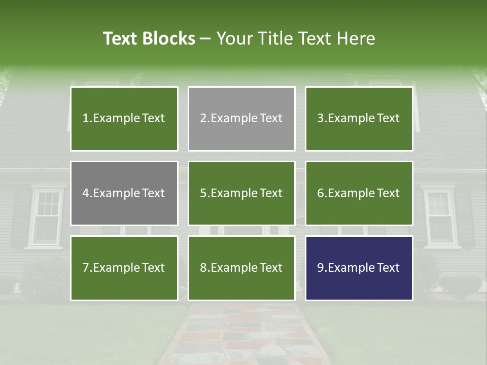 A Gray House With Black Shutters And A Black Door PowerPoint Template