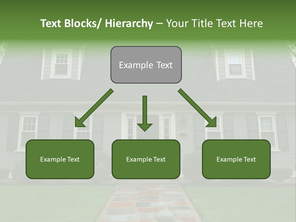 A Gray House With Black Shutters And A Black Door PowerPoint Template