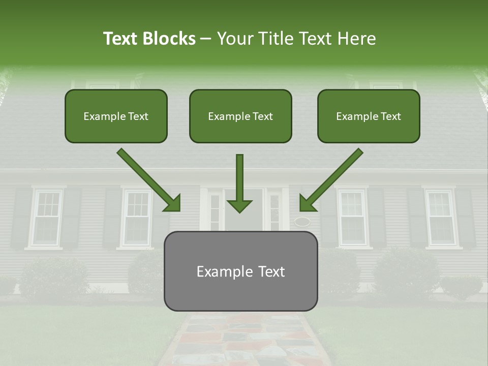 A Gray House With Black Shutters And A Black Door PowerPoint Template