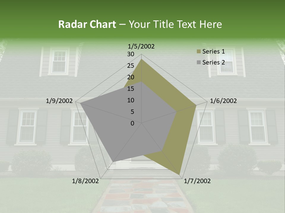 A Gray House With Black Shutters And A Black Door PowerPoint Template
