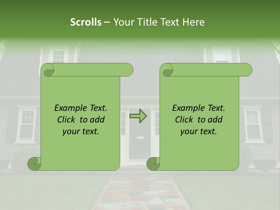 A Gray House With Black Shutters And A Black Door PowerPoint Template