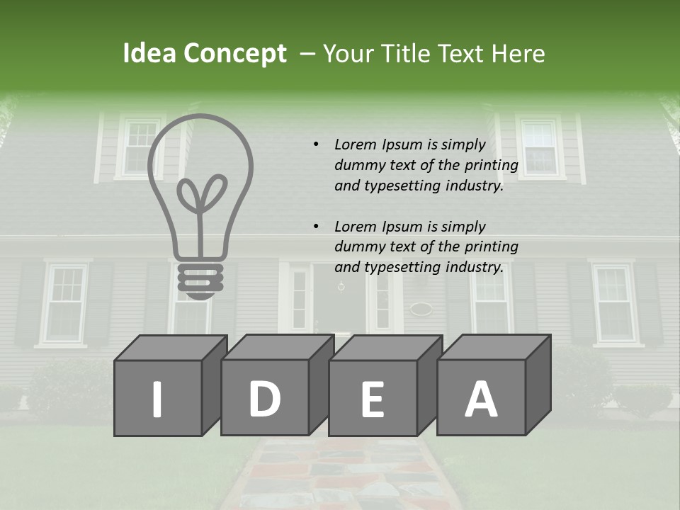 A Gray House With Black Shutters And A Black Door PowerPoint Template